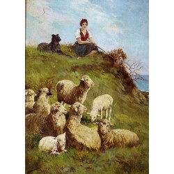 BRENDEL A. H. (1827-1895) -- FRENCH SCHOOL XIXth CENTURY -- 'Young shepherdess'