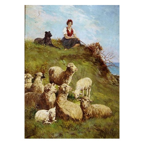 BRENDEL A. H. (1827-1895) -- FRENCH SCHOOL XIXth CENTURY -- 'Young shepherdess'
