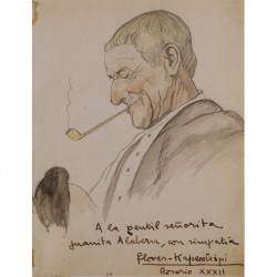 FLORES-KAPEROTXIPI Mauricio --BASQUE/ARGENTINIAN-- 'Grandfather smoking in pipe' 1932