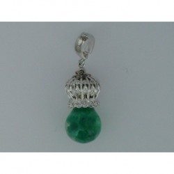 PENDANT EMERALD BOWLER WITH WHITE GOLD HOOD OF 750mm.