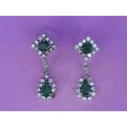 EARRINGS OF AFRICAN EMERALD 3 ct AND BRILLIANT CUT DIAMONDS 1.25