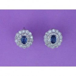 EARRINGS ROSTA OF WHITE GOLD 750 mm CENTRAL SAPPHIRE (2) 1.18 ct.