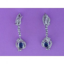 EARRINGS WHITE GOLD 750mm. BRILLIANT CUT DIAMONDS 0.63 ct AND SAPPHIRE (2) 1.59 ct.