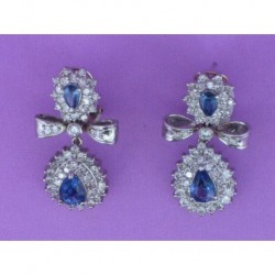 EARRING BOW EMPIRE STYLE OF WHITE GOLD 750mm. DOUBLE ROSETTE SUPERIOR AND INFERIOR OF TEARS OF SAPPHIRE (4)