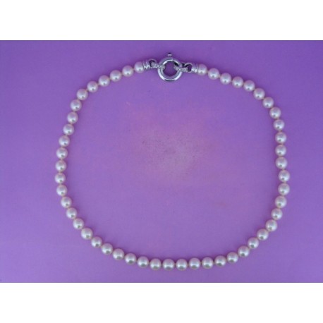NECKLACE PEARLS AKOYA 8.50 mm WHITE GOLD 750mm BRILLIANT CUT DIAMONDS 0.50 ct