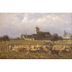 KNYFF Chevalier Alfred (1819-1885) --FLAMENCO-- 'Le parc aux moutons'