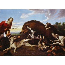 SCHIATTINO Gerolamo (XIXth CENTURY) --ITALIAN-- The hunting of the wild boar""