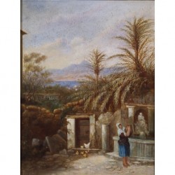 ANAGRAMADO R.B. (2/3 XIXth CENTURY) pendant --ITALIAN-- Landscape of the coast""