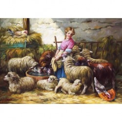 BELTRAME Irma Gastón DUBOIS" (midle of XXth CENTURY) -- ARGENTINIAN-- "Small shepherdess in the stable""