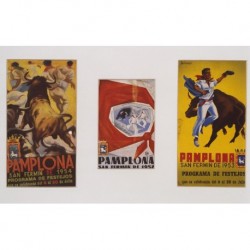 TRIPTYCH POSTERS OF PAMPLONA FESTIVITIES (1/2 XXth CENTURY) --SPANISH-- 'Festivities 1954, 1957, 1953 '