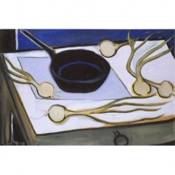 WILLIBALD Karl (1916-1997) --SWISS-- Still life of frying pan and onions""