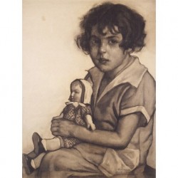 SUBIRACH Ramon (Barcelona 1891-1942 Barranquilla) --SPANISH / ANDEAN -- Girl with doll""