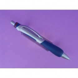 SKYNN BALLPOINT PEN WITH DESIGN IN BLUE AND SILVERY GREY.