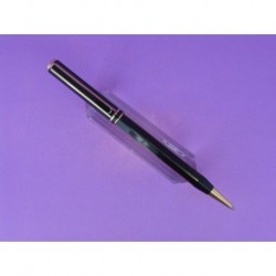 BALLPOINT PEN BLACK AND VERTICAL LINES PLATED GOLD