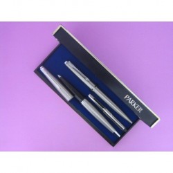 PARKER SET FOUNTAIN PEN AND BALL-POINT PEN STEEL AND NICKEL