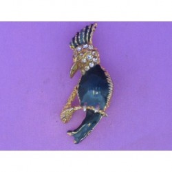 ANCIENT IMITATION JEWELLERY BROOCH BIRD WITH PLUME ON A GOLDEN M