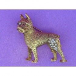 ANCIENT IMITATION JEWELLERY BROOCH PIT BULL TERRIER OF GOLDEN ME