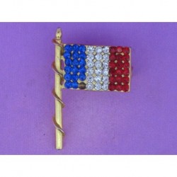 ANCIENT IMITATION JEWELLERY BROOCH FRENCH FLAG OF GOLDEN METAL