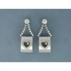 MOVING PENDANT EARRINGS HEART TO CHOPPAR STYLE IN WHITE GOLD 750mm. BRILLIANT CUT DIAMONDS 1.23 ct.