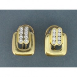 QUADRANGULAR 750mm GOLD EARRINGS WITH TWO BRILLIANT CUT DIAMONDS ROWS 0.65 ct.